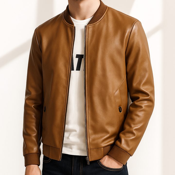 Alderon Leather Bomber Jacket