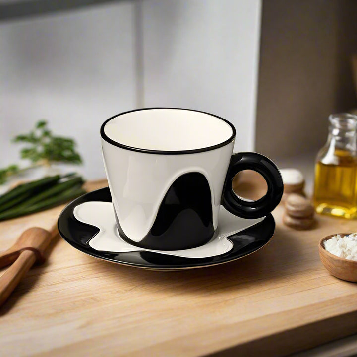 Curve & Drip Noir Ceramic Mug